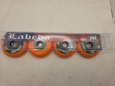 4 PK LABEDA ASPHALT ORANGE Inline Roller Hockey Wheels 80mm RED-BLK-WHITE LBL