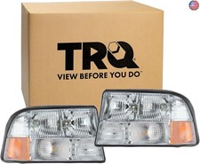 TRQ 2 Piece Headlight Assembly Set Driver Passenger Side Compatible with