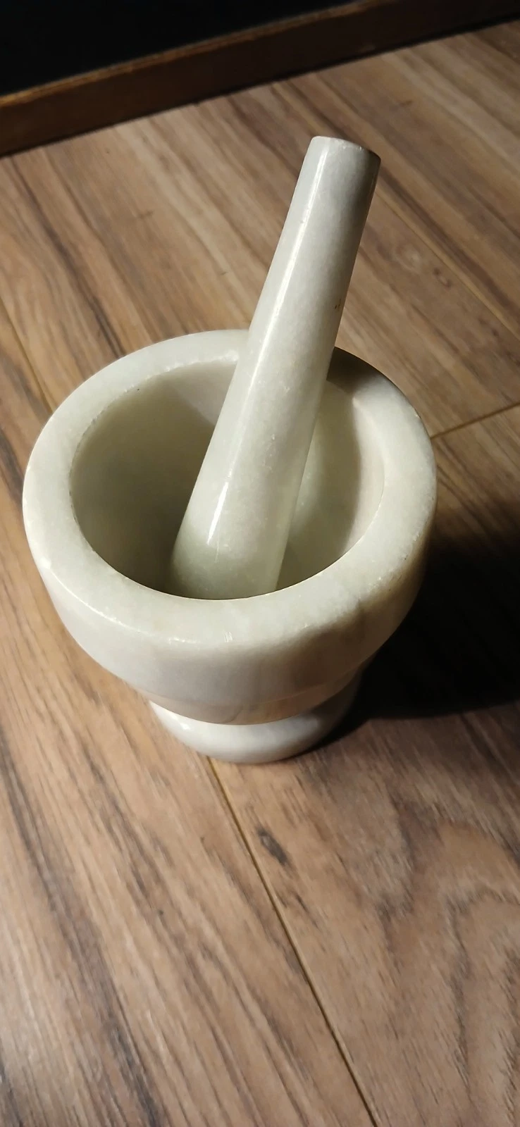 vintage white marble mortar and pestle 4" x 4"