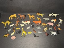 40 Vintage plastic Animal Figurines Mixed lot zoo, farm, wild