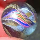 23/32" Gorgeous Rainbow Coloured Double Ribbon German Marbles (GP) NM++++
