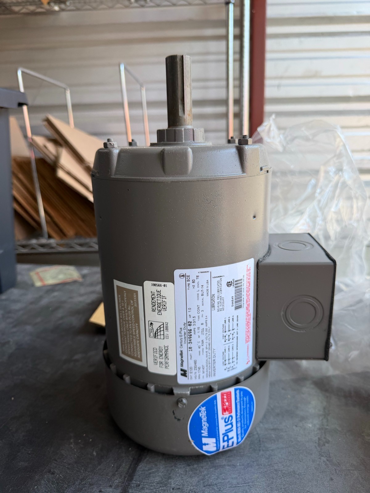 Magnetek Century AC Motor 1 HP 3-Phase 143T Frame Industrial - 16-349696-02