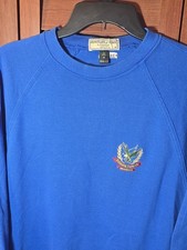 Vintage Huntley of York by Cross Creek Blue Raglan Sweatshirt Made in USA Medium