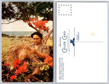 Vintage Hawaiian Hat Weaver Postcard Mike Roberts Studios Kodachrome