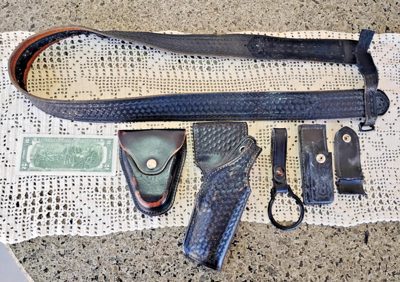 Genuine Vintage Tactical Police Security Leather Belt Viking Mexico S&W Holster