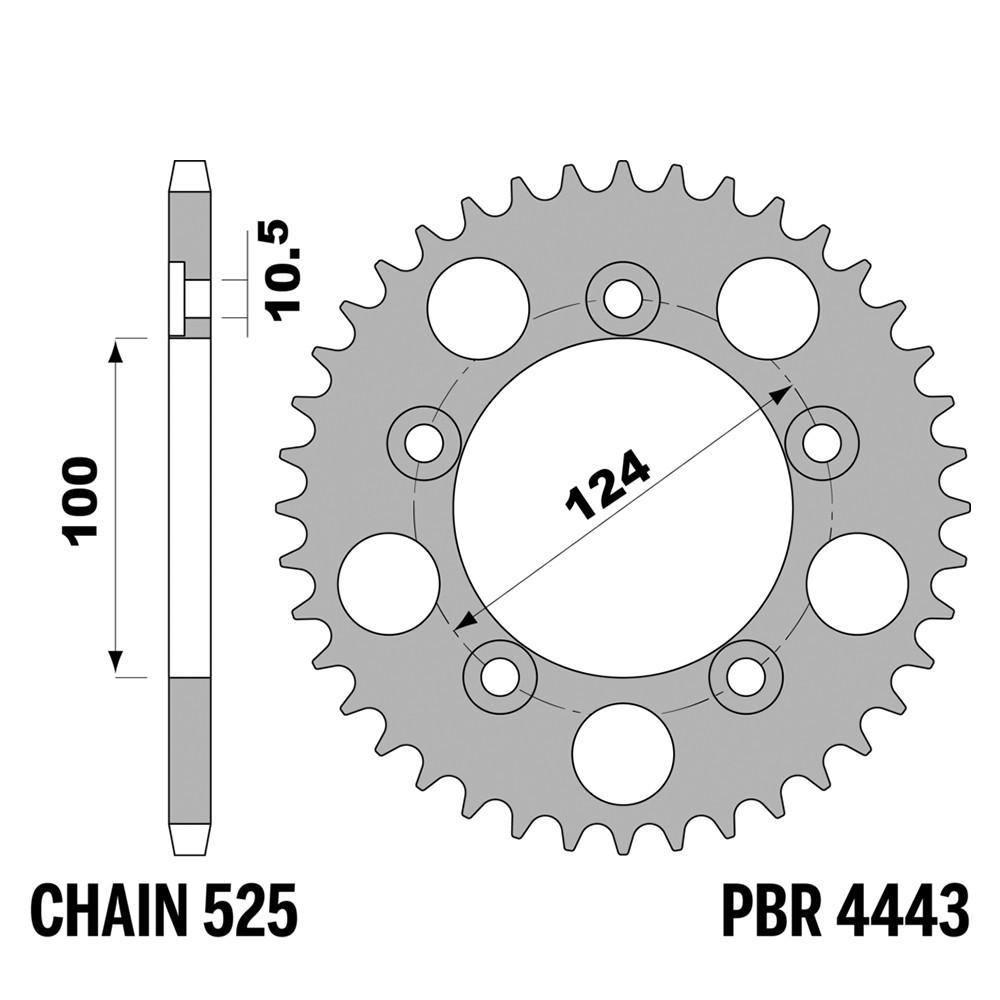 Pignon arrière PBR pas 525 36 dents usiné pour Ducati Superbike 999S