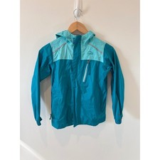 L.L.Bean Kids Teal Turquoise Hooded Rain Jacket Lightweight Waterproof Size 7/8