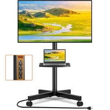 Mobile TV Stand with Power Outlet, Tilt Rolling TV Cart for 23-65 Inch LCD LE...