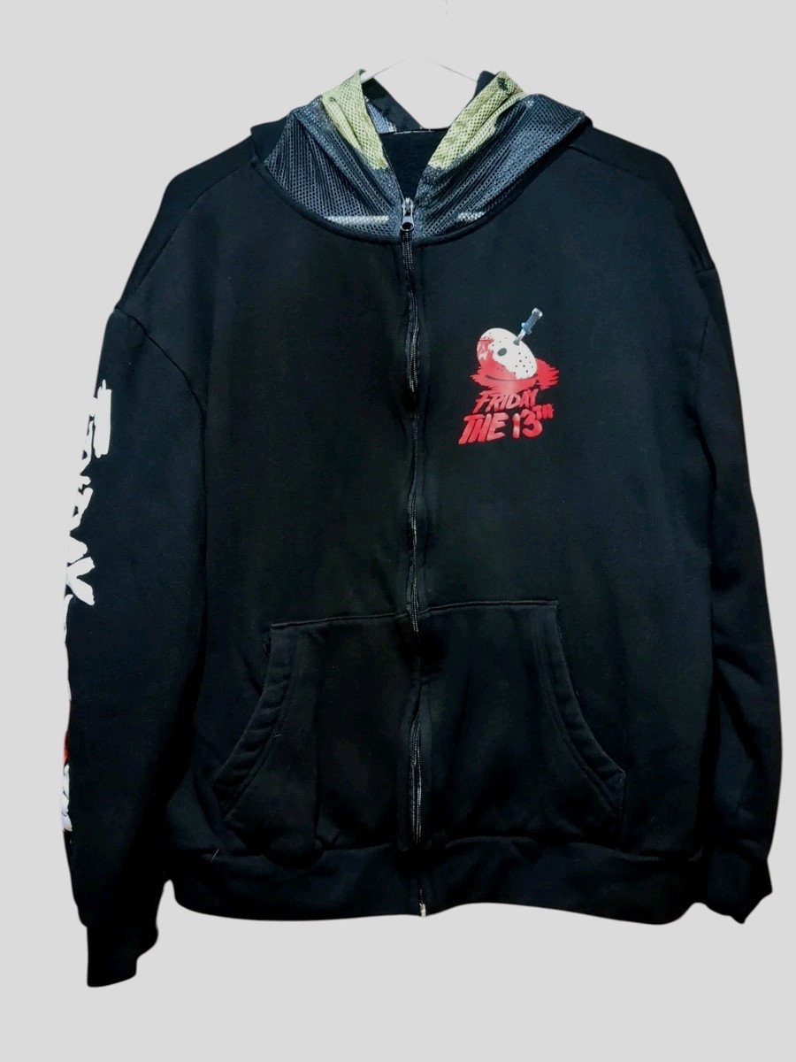 Jason Voorhees Zip-Up Mesh Mask Hoodie Friday The 13th Culturefly