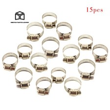 Stainless Steel Adjustable 3/4"-1" Drive Hose Clamps Fuel Line Clip 15 Pack