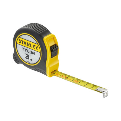 STANLEY Maßband Bandmass Tylon, 3 M, Tylon-Polymer Schutzschicht, Verschiebbarer
