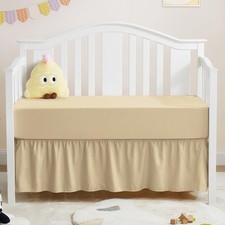 2 Pack Set Crib Skirt Crib Bed Sheet, Khaki Crib Bed Skirt 28" x 52" with 1...