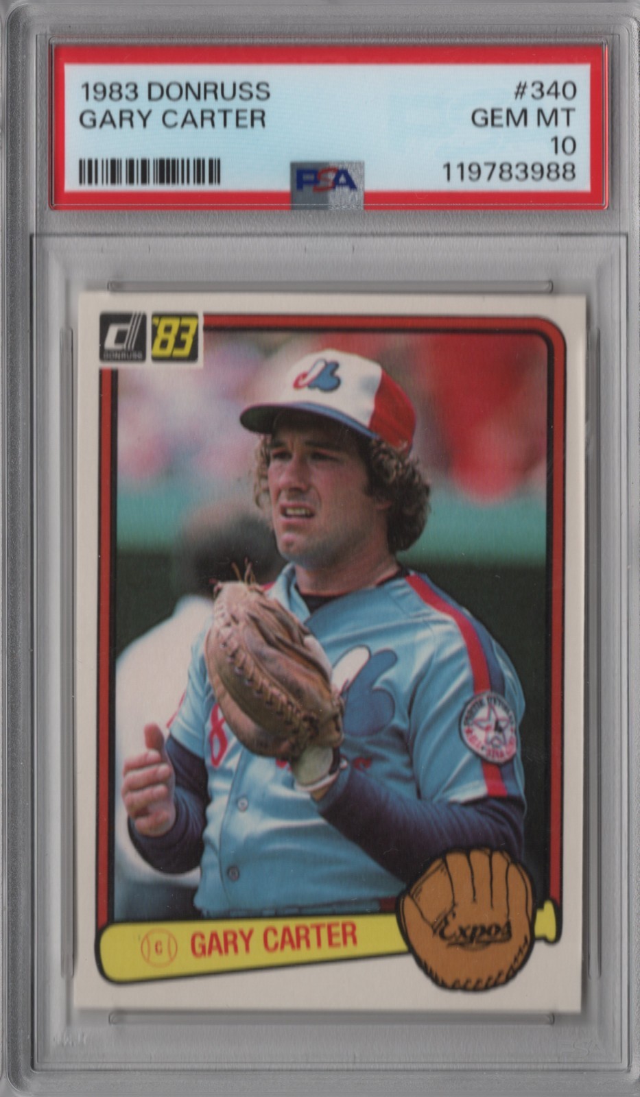 Gary Carter 1983 Donruss PSA 10 Gem Mint Graded Card Montreal Expos HOF #340