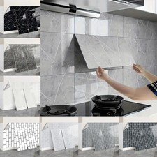 100 Pack Marble Tiles Wall Sticker Self-Adhesive Stick On Kitchen Bathroom Decor