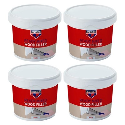 4x Bartoline Fertigmischung Holzspachtel weiß flexibel haftend Türreparatur 500g