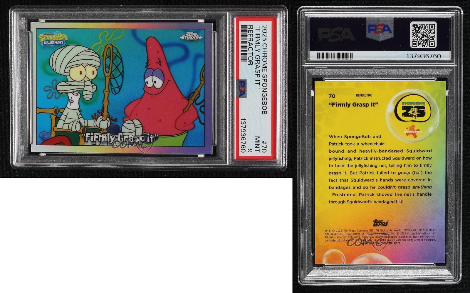 2025 Chrome Spongebob 25th Refractor Squidward Tentacles Patrick Star PSA 9 15wb view 3