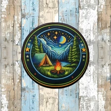 Camping Patch Iron-on Applique Nature Badge Mountain Moon & Stars Seek Adventure