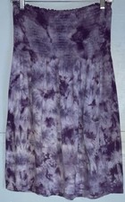 Women’s Guess Strapless Smocked Purple Tie Dye Mini Dress Size Medium All Cotton
