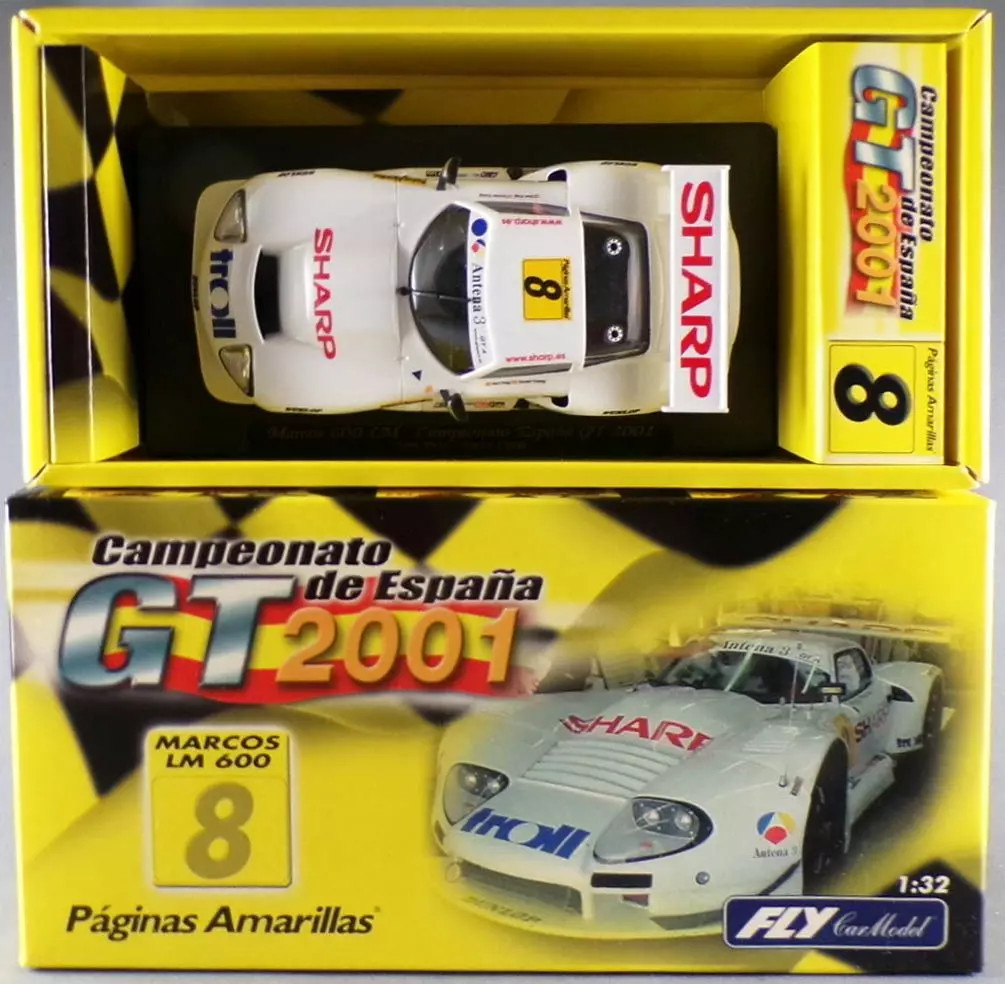 Fly PA1 Marcos LM 600 N°8 GT voiture de slot 1/32 miniature de collection neuve en boîte