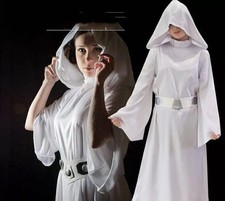 DE Damen Kleid Star Wars Prinzessin Leia Cosplay Kostüm Karneval Anzug Halloween