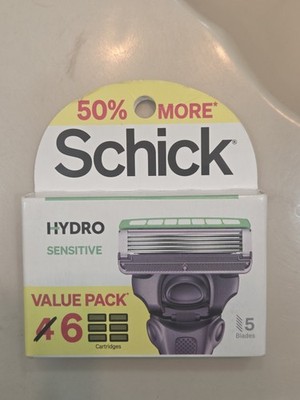 Schick Hydro 5 SENSITIVE Refill Razor Blade 6 Cartridges NEW IN BOX