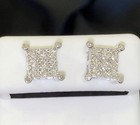 Silver 9 Mm Earrings Studs .15 Carat Natural Diamonds Sterling