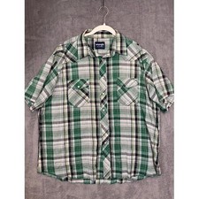 Wrangler Mens Western Pearl Snap Short Sleeve Plaid Shirt Green XXL 76204PP