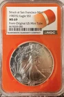 1987 (S) AMERICAN SILVER EAGLE NGC Orange Core MS69 Rare