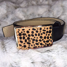 Calvin Klein Women's Size S/m Black Leopard Animal Print Adjustable Buckle Belt