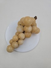Alabaster Marble Grape Cluster Wood Stem 1 0 Italian Grapes Vtg MCM
