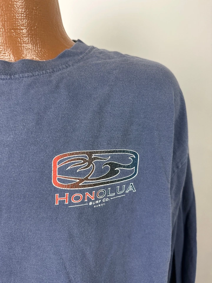 复古 Y2K Honolua Surf Co 衬衫 XL 夏威夷溜冰长袖石板蓝色 2000 年代 — 第 3/4 张图片