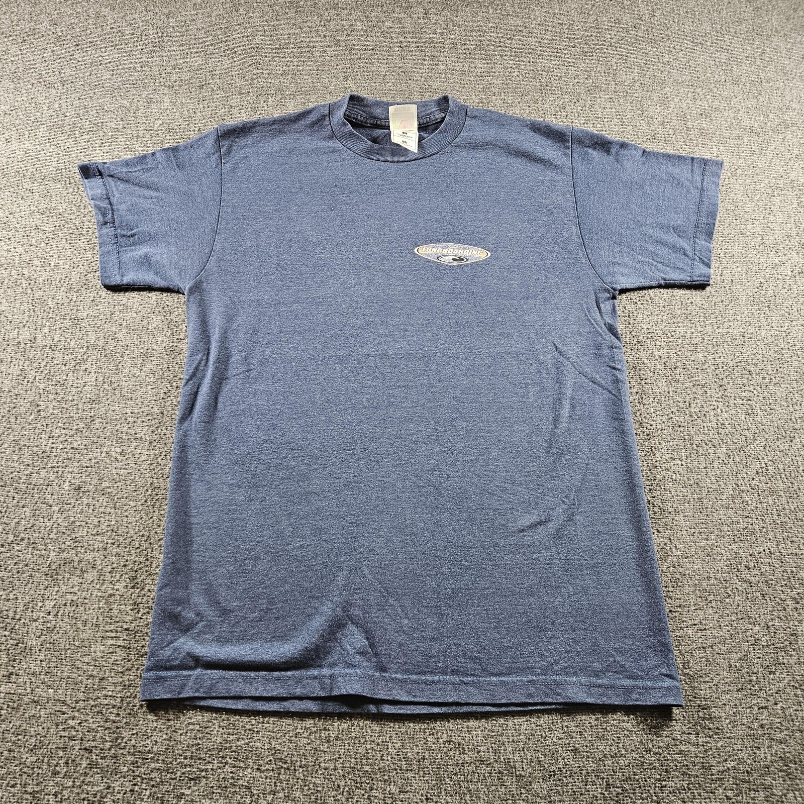 Vintage Fruit Of The Loom Shirt Mens Medium Blue Longboarding Graphic Tee 90s