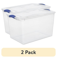  2 Pack  Large Storage Bin, 66 Quart Clear Plastic Storage Container with Latch