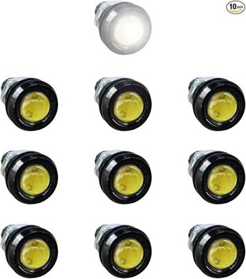 10PCS 18mm Car Eagle Eye LED Bulbs, 12V Ultra-thin Motorcycle Day Color: White