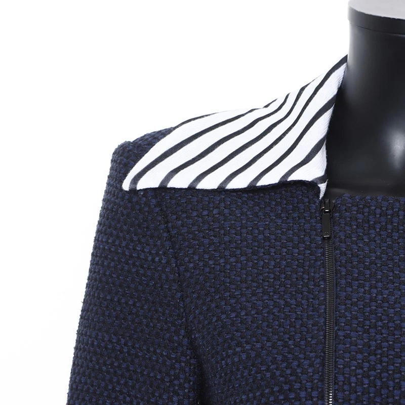 Giacca CHANEL 01A COCO Mark bottoni zip 38 blu navy WS8234