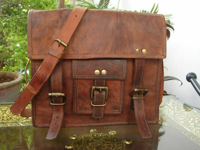 100% Leather Laptop Bag Briefcase Messenger Work Office Shoulder Bag