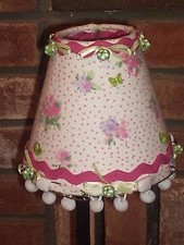 Handcrafted mini baby girl nursery lampshade decorated w/diaper pins/rickrack