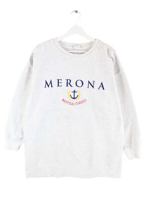 Vintage Damen 90s Merona Nautical Oversized Sweater Grau M