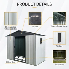 8ft X 4ft Outdoor Metal Storage Shed with Window and Metal Foundation