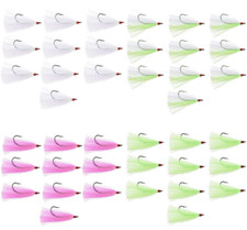 10Pcs Bucktail Teasers Fishing Hook Saltwater Fishing Plugs Lures Buck Tail Rig