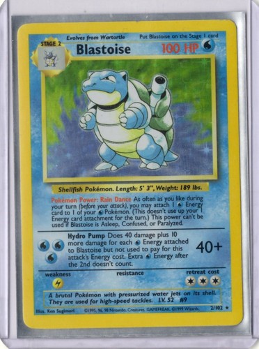 Blastoise 2/102 Base Set Holo Rare Vintage 1999 Pokemon Card