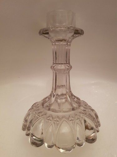 Vintage Large Fat Glass Candle Stick Holder Clear Thick Heavy Glass (A7) - Picture 8 of 12