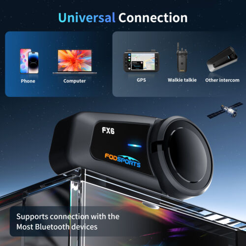 2X 1KM 6 Way Intercom Motorcycle Bluetooth 5.4 Helmet Headset Moto Interphone FM - Picture 10 of 14