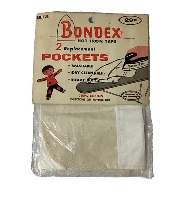 Bondex Iron-On Tape - 2 Replacement Pockets - Vintage - Made by Permacel NIP