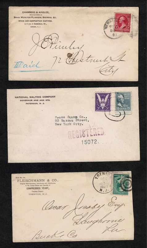 New Jersey brewer supply companies - 3 covers, 1887, 1891 and 1942