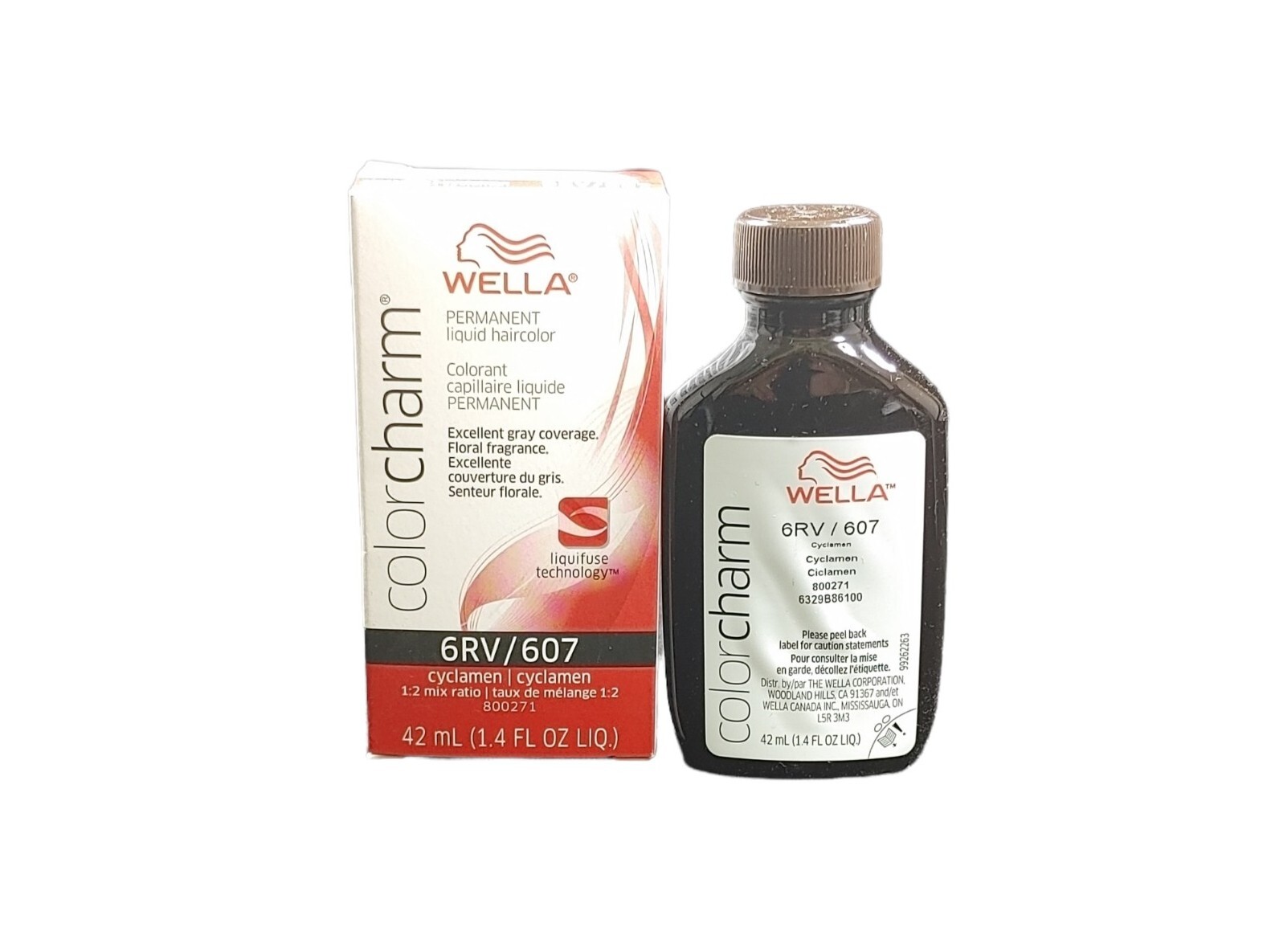 WELLA COLOR CHARM PERMANET LIQUID Hair Color 6RV/607 CYCLAMEN 1.4 oz As Pictured
