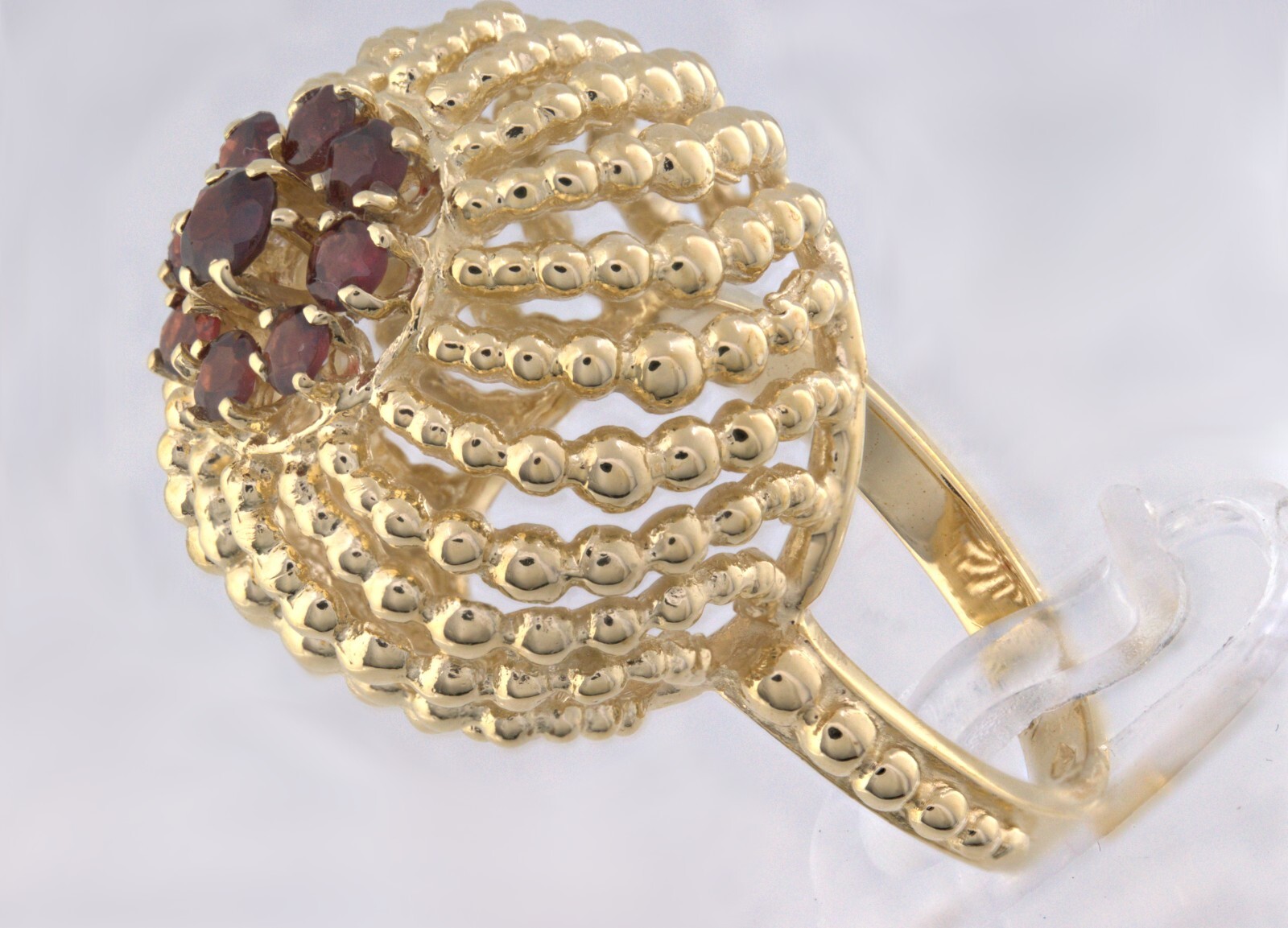 Garnet, Yellow Gold Bombe Ring - image 5