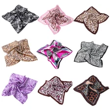 Premium Silk Feel Animal Print Square Satin Scarf 20"- Different Prints Avail