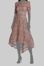 895 Teri Jon by Rickie Freeman Women's Pink Lace A-Line Dress Size 6