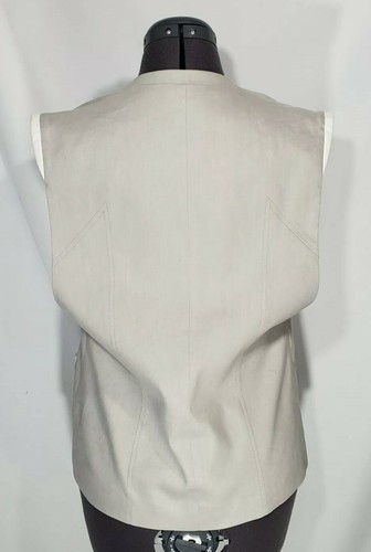 Helmut Lang Leather Trim Linen Vest Sz M Womens Gray White Moto Blazer - Picture 4 of 9